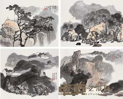满纬起 山水 册页(八开选四) 41.5×37.5cm×4